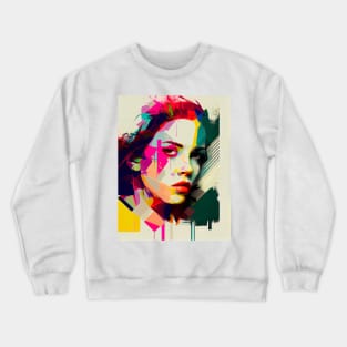 Abstract colorful pop art style woman portrait Crewneck Sweatshirt